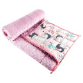 Cartoon Unicorn Printed Minky Dot Kids Gravity Sensory Blanket Promote Deep Sleep Cotton Weighted Blanket Filling Glass Bead